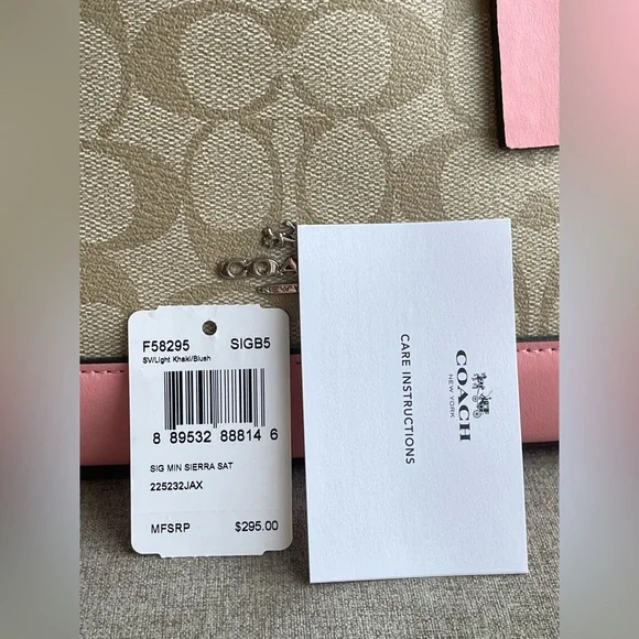 NWT！COACH SIERRA SATCHEL IN SIGNATURE（COACH F58295）SILVER/LIGHT-KHAKI/BLUSH - Picture 7 of 9